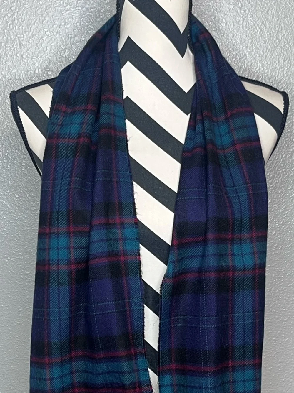 Christian Dior Vintage Dark Plaid Academia Preppy Scarf